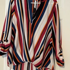 V neck striped blouse